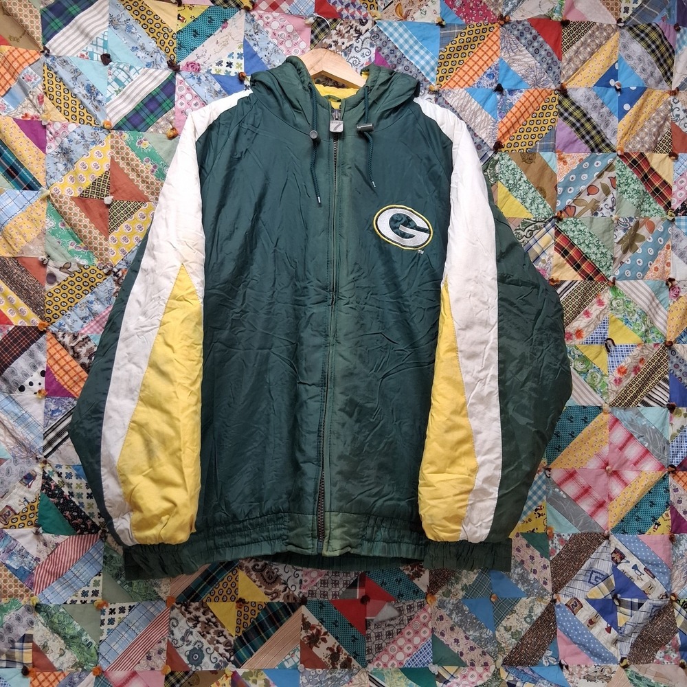 VTG Logo 7 Green Bay‎ Packers Hooded Parka Jacket Size 2XL XXL Game Day
